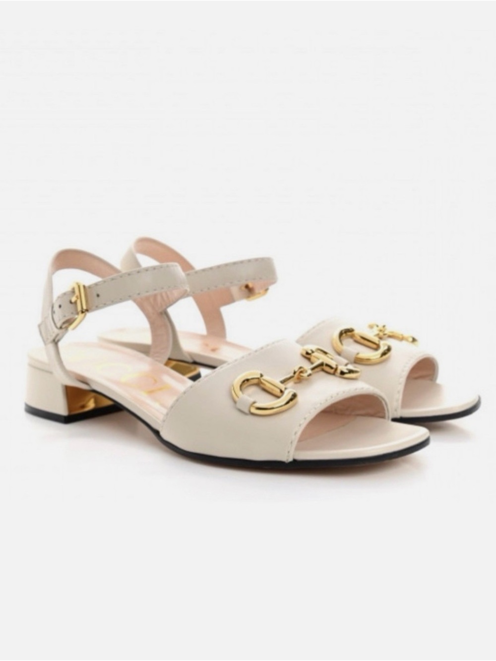 NWT Gucci Mystic White Sandals with Gold Buckles US 6 EU 36